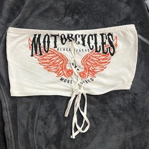 White graphic Tube top